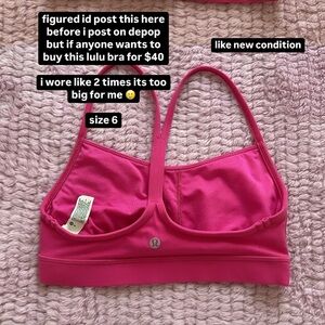 Lululemon Pink Sports Bra size 6